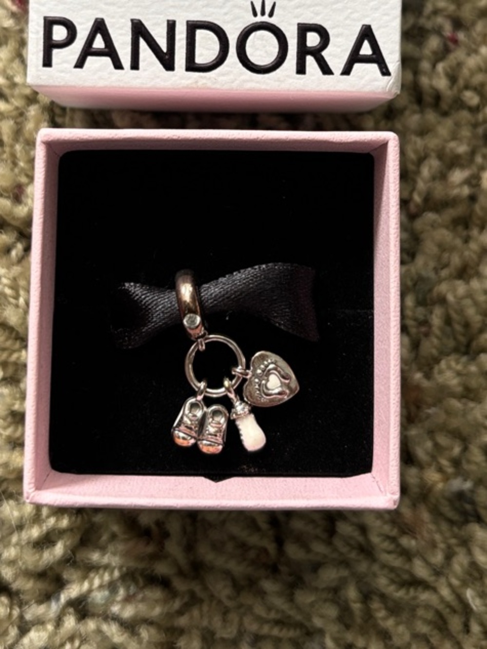 Pandora Baby Bottle & Shoes Sterling Silver Dangle Charm New In Box